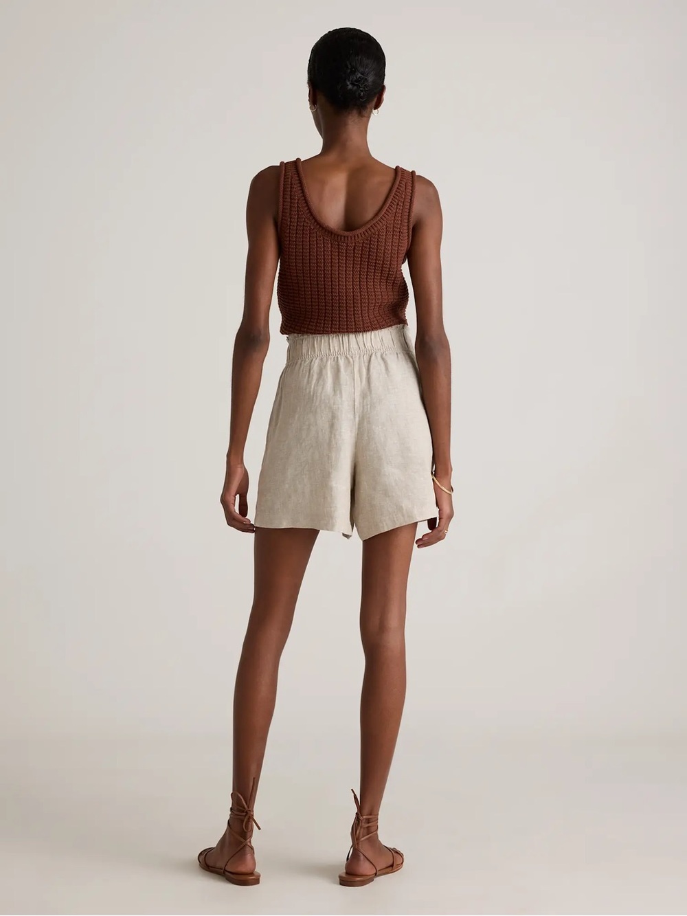 EUC Quince 100% European Linen High Waisted Shorts Flax size M - Picture 6 of 12